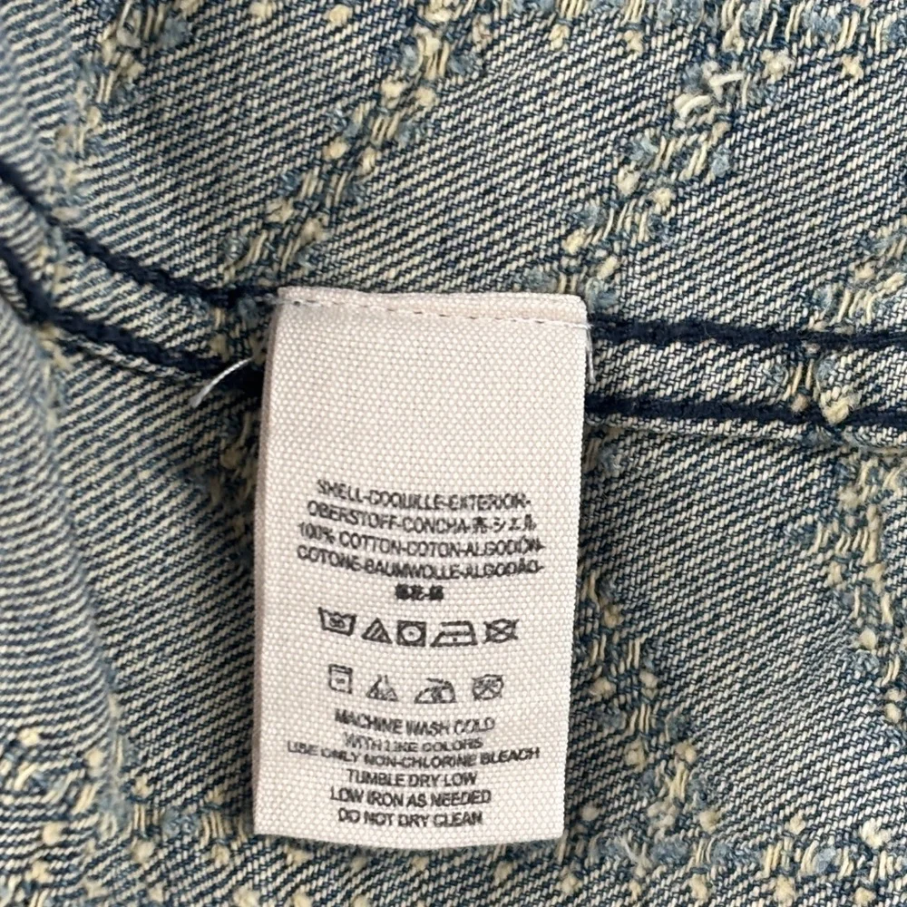 FREE PEOPLE Asymmetrical Denim JEAN Jacket Blue Distressed zipper detail Size 8 - Picture 5 of 7